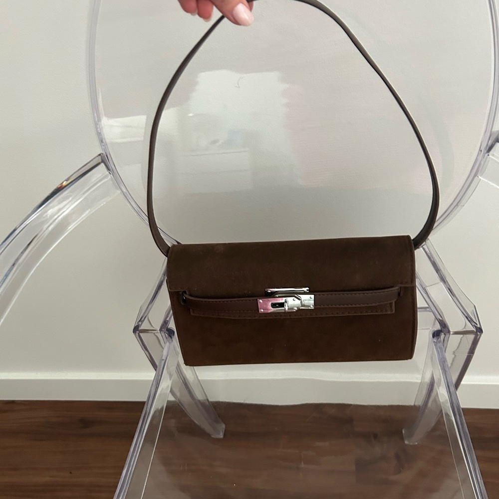 Elegant Brown bag with Silver hardware